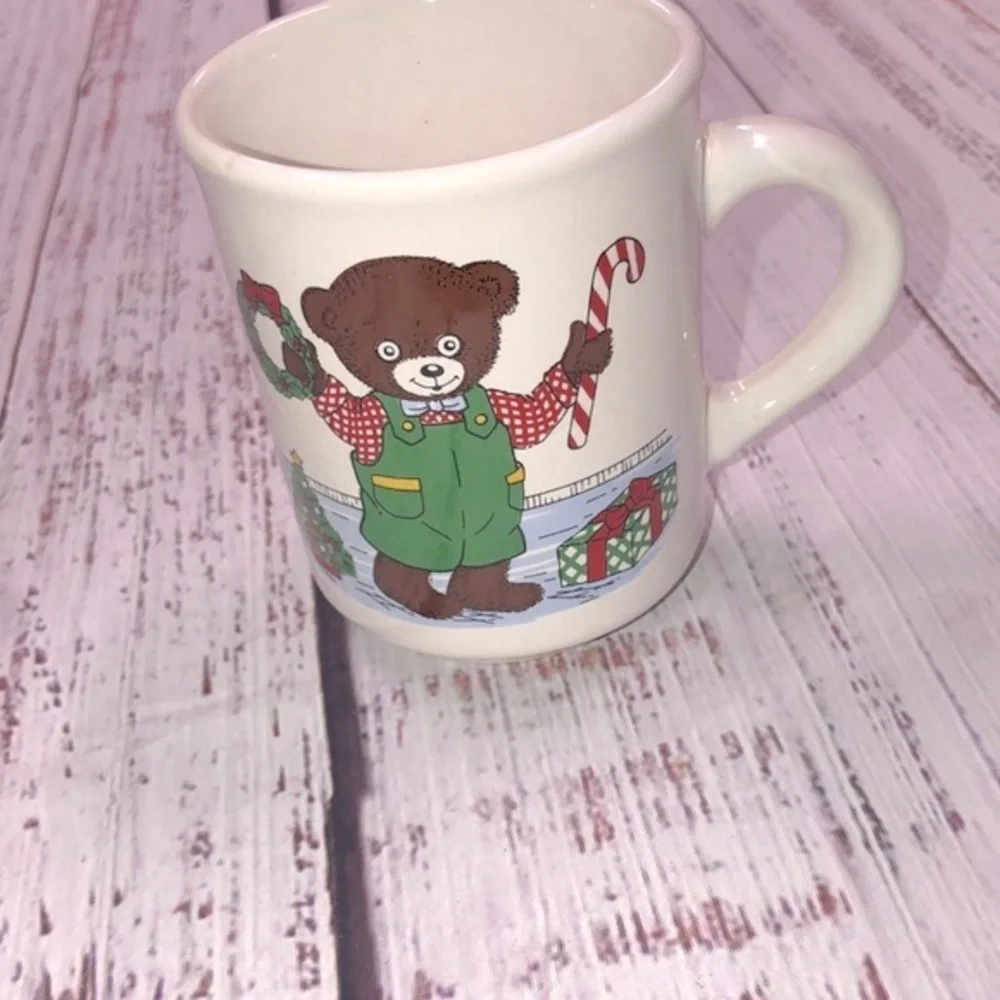 Vintage teddy bear Christmas coffee mug